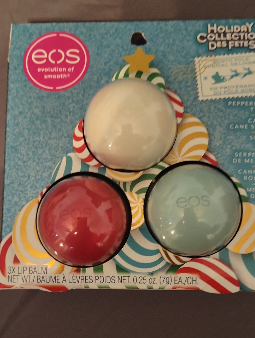 eos 3-Pack Spherical Lip Balm - White, Red, Light Blue